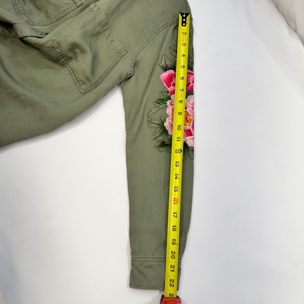 Rails Marcel Shirt Womens XS Sage Green Floral Embroidered Linen Blend Boho - Picture 10 of 14